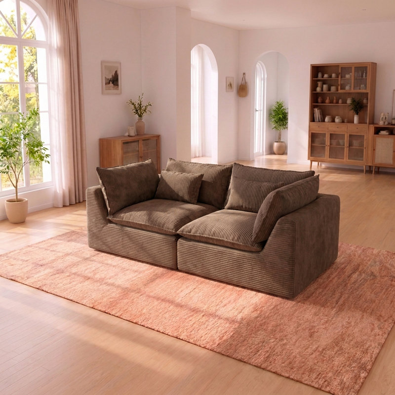 Canapé d'angle modulaire moderne surdimensionné de 190 cm (74,8 po) avec assise profonde et confort Cloud, Kaki