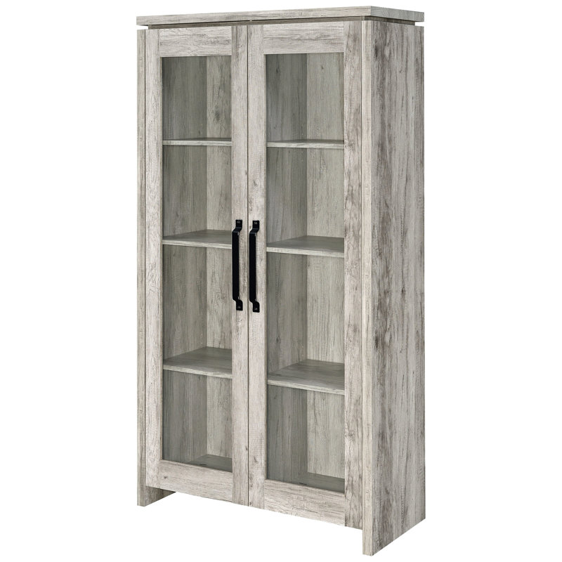 Armoire en bois d'ingénierie gris à 2 portes en bois d'ingénierie avec finition lisse pour une organisation de style bord de mer dans le salon