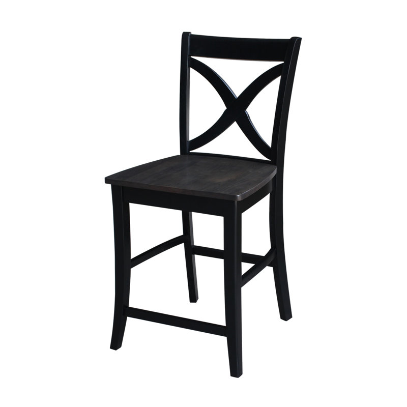 Tabouret Ludivine, Tabouret de comptoir (siège d'une hauteur de 24 p, Noir délavé / noir charbon