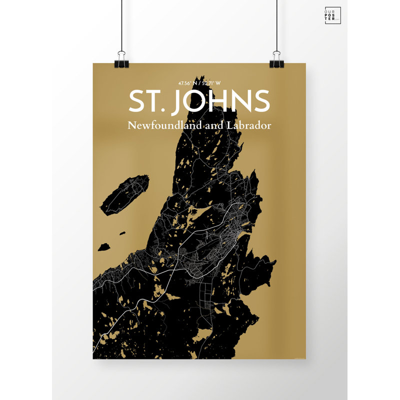 St. Johns City Map - No Frame Print, 50.8cm H x 40.6cm W x 0.13cm D