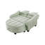 Canapé cyan deux places avec méridienne, accoudoirs irréguliers, repose-pieds de rangement et coussins décoratifs pour le salon et la chambre à coucher-1858901457