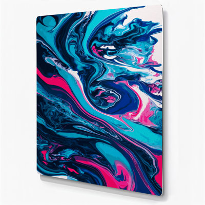 Abstrait art fluide en métal bleu 44