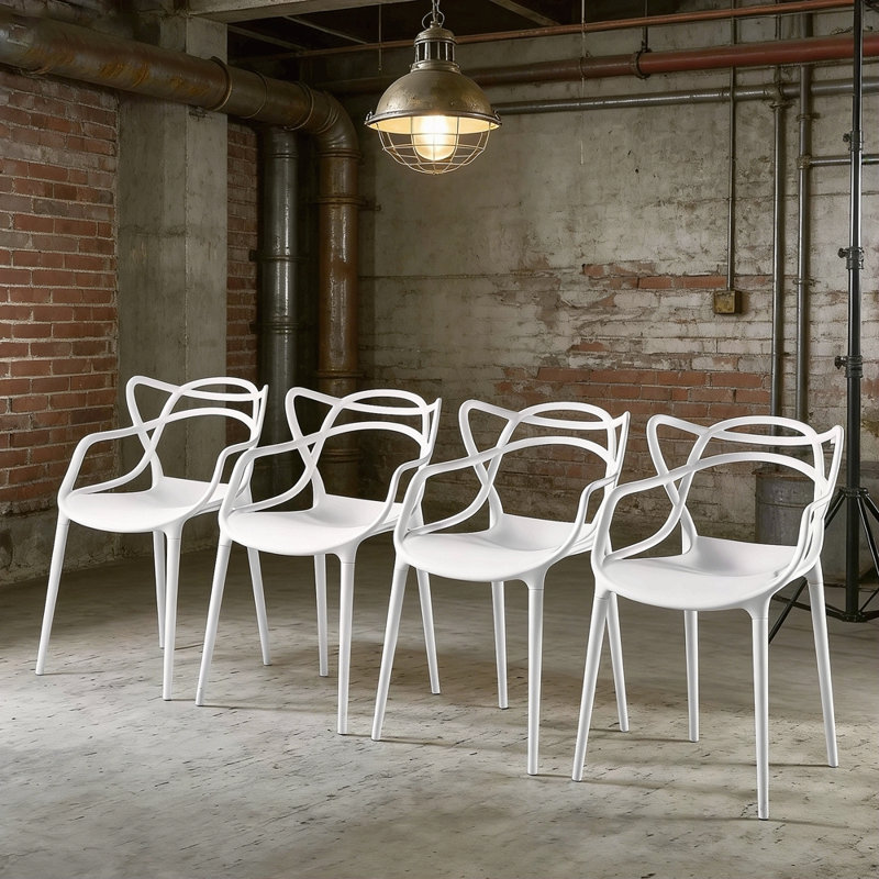 Chaise en plastique 4 pièces, Blanc