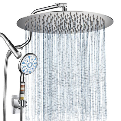 12 Inch Rain Shower Head, Dual Shower Heads, 9 Spray Filtered Shower Head