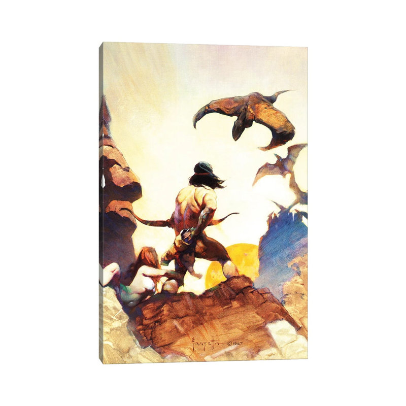 Prehistoric Times by Frank Frazetta - Wrapped Canvas Print, 20.32 cm H x 30.48 cm W