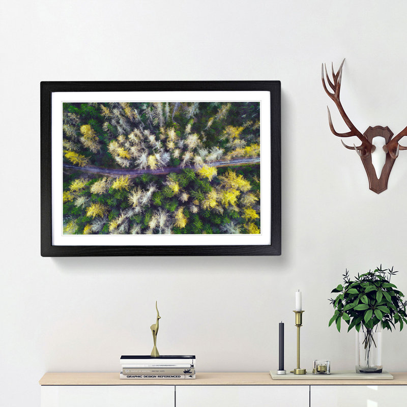 Yellow Forest in Austria - Picture Frame Painting Print, Black Framed, 36cm H x 48cm W x 2cm D
