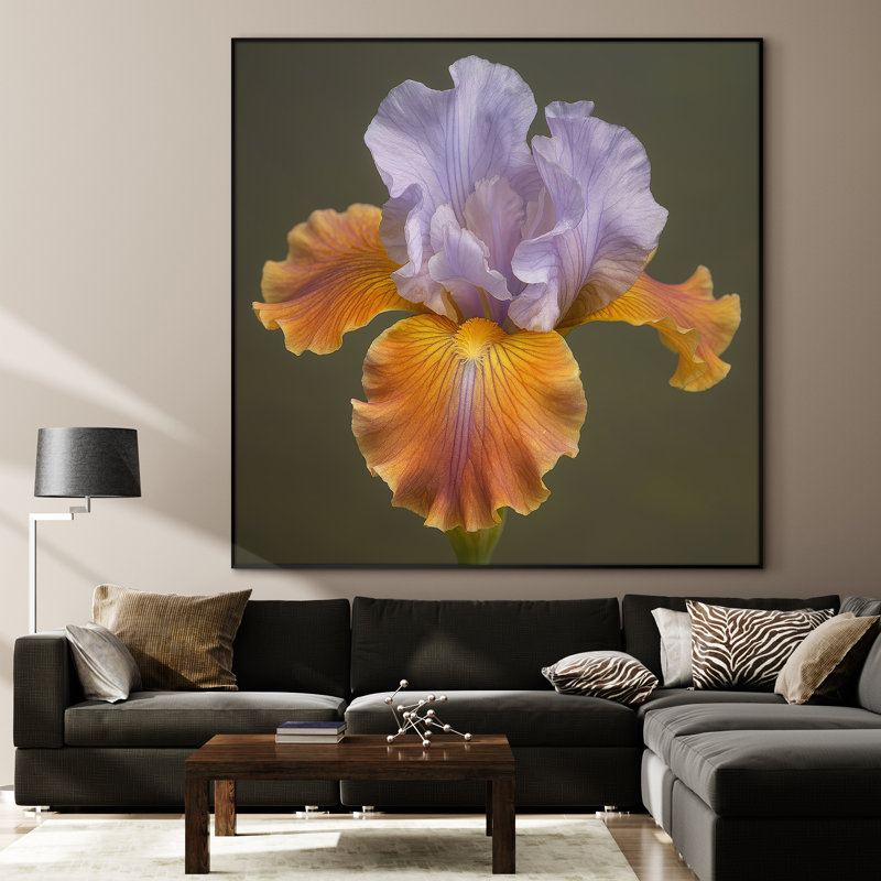 Très grande reproduction d'art sur toile - Fleur, art floral moderne, décoration pour le salon ou la chambre à coucher - «Assemblage requis du cadre (cadre non fini)»
