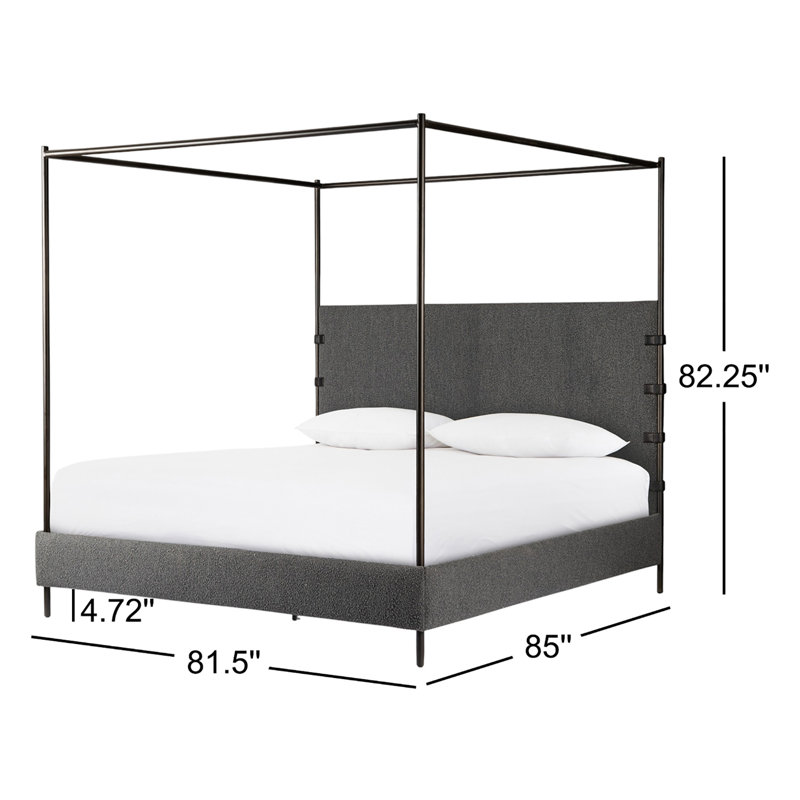 Anderson Upholstered King Canopy Bed, King, Knoll Charcoal