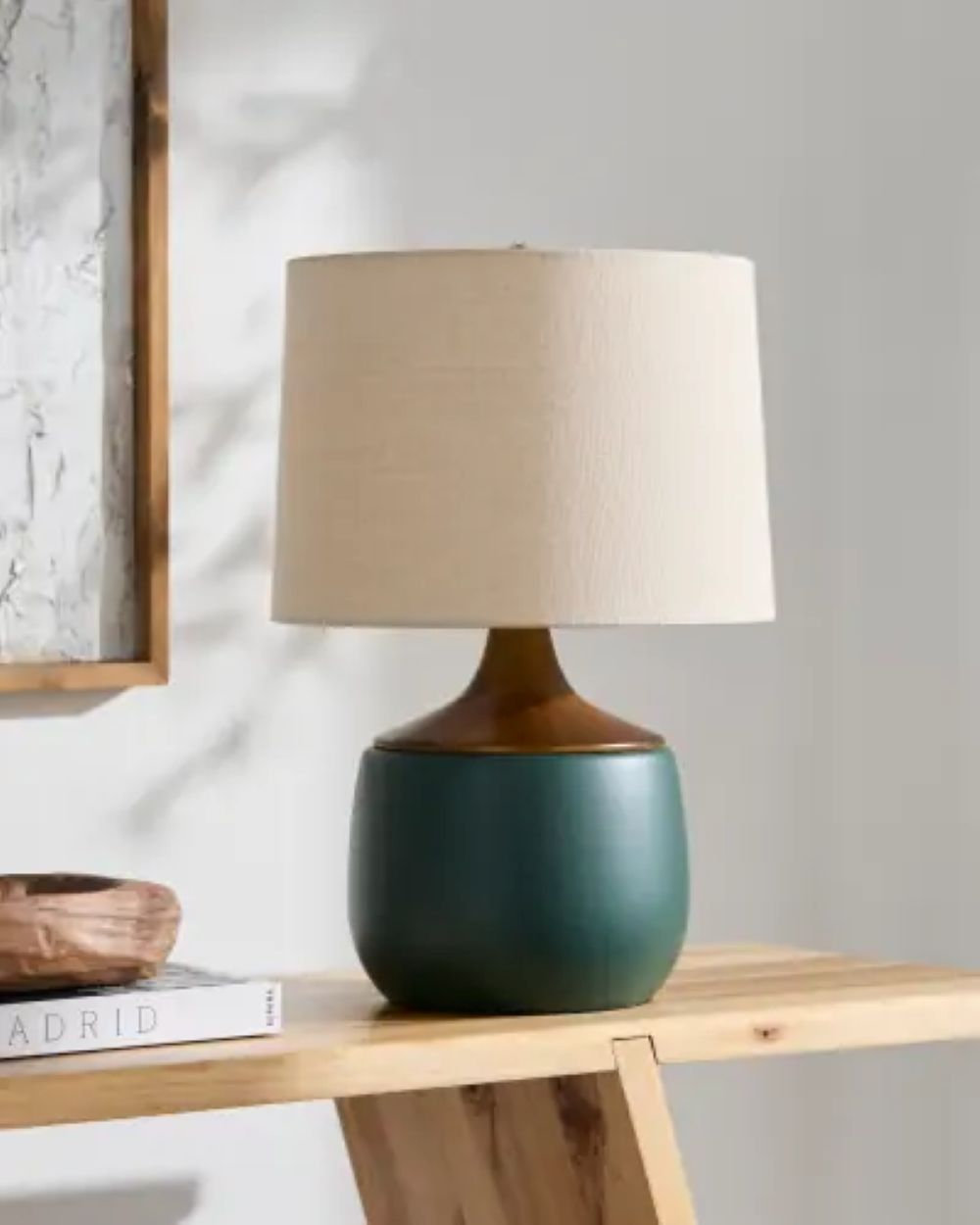 Ceramic Table Lamp, Beige, Green