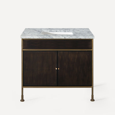 Meuble-lavabo L 36 po en laiton vieilli avec bronze antique Craft Series