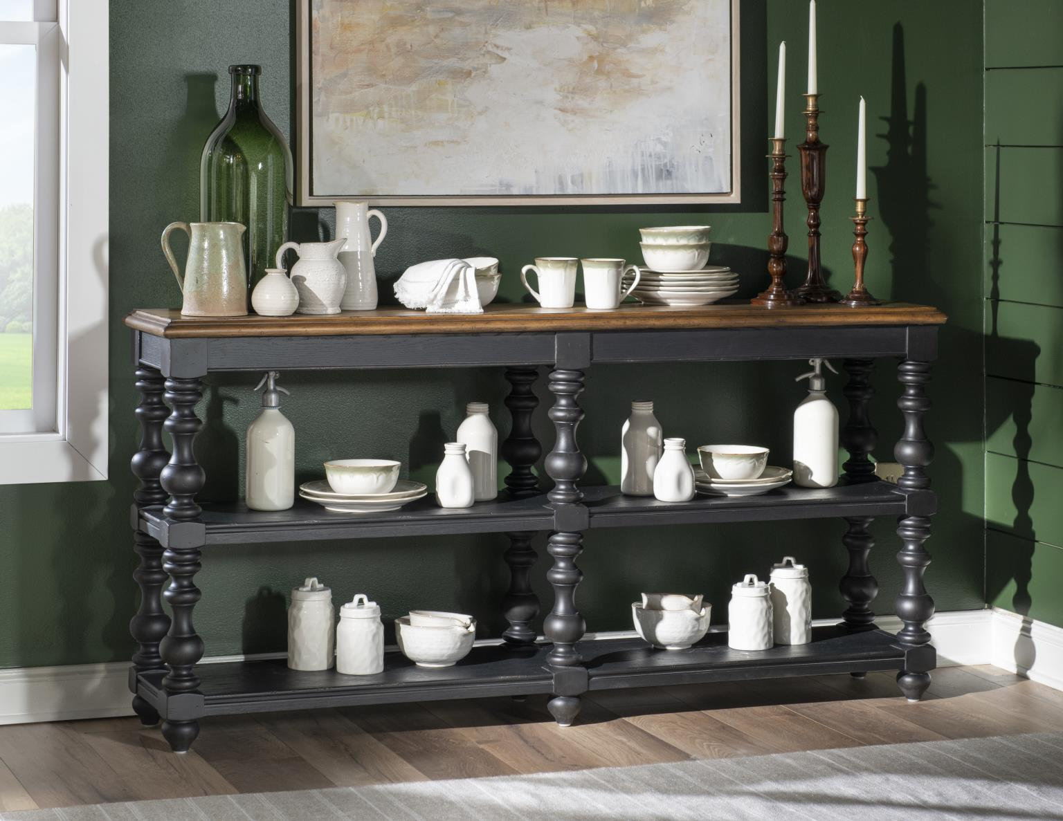 Country Living Bobbin Console Table, Black