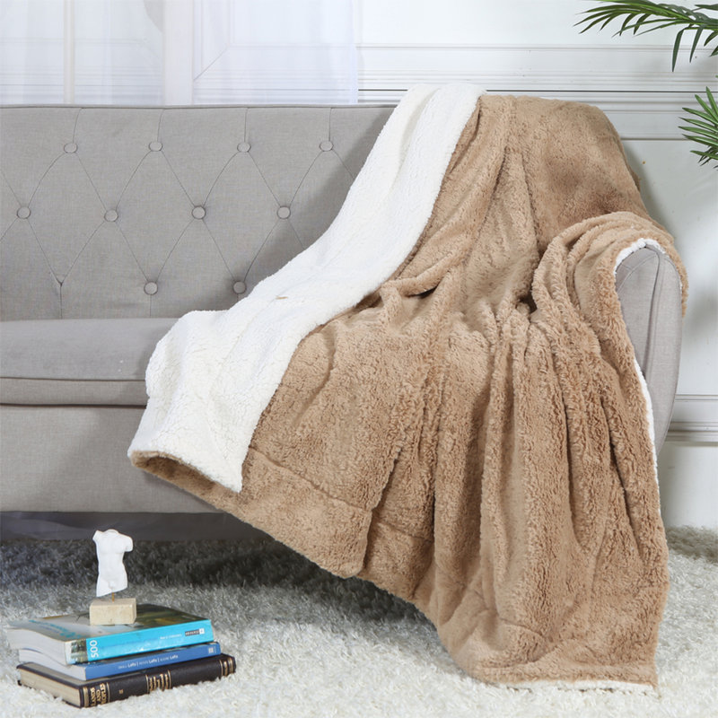 Plain Weave / Muslin Throw Blanket, Light Brown/White