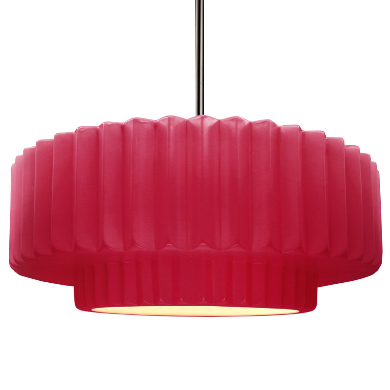 Luminaire suspendu 1 lumière Meydan, H 6 po x l 16,25 po x P 16,25 po, Cerise, Nickel brossé