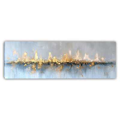 Blue Gold Driftline Wrapped Canvas Wall Art