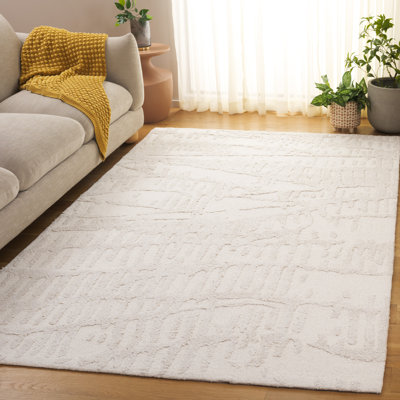 Tapis ivoire / beige en laine / bambou touffeté à la main Mykonos 407