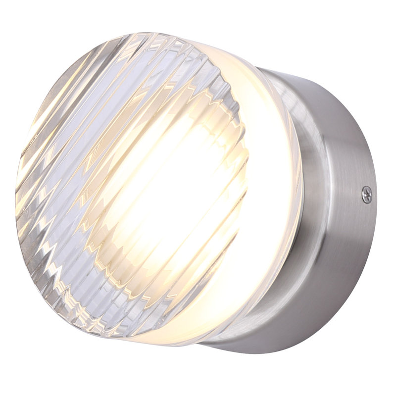 BENNI 5.375 In. 1 Light Integrated LED Wall Light With Clear Acrylic Shade, Adjustable Color Temperature, Nickel