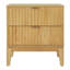 Table de chevet moderne en bois cannelé avec deux tiroirs et quincaillerie dorée