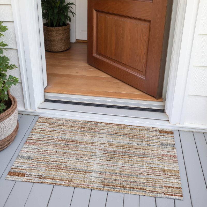 Tapis paprika Xhevrie intérieur / extérieur lavable à la machine, Rectangle 1 pi 8 po x 2 pi 6 po