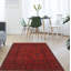 Tapis rouge foncé en laine noué à la main de conception unique 3 pi 4 po x 4 pi 8 po One Age