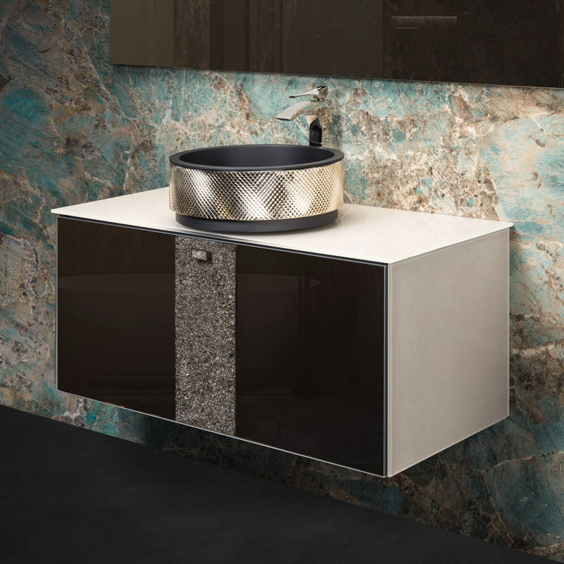 Hive 15.7'' L Bathroom Sink, Black/Bronze