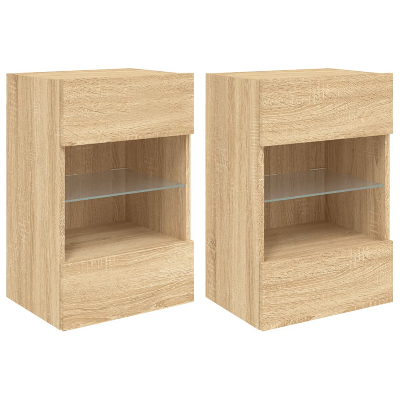 Burgues Unfinished TV Unit for TVs up to 24" with Fireplace Included, Sonoma Oak