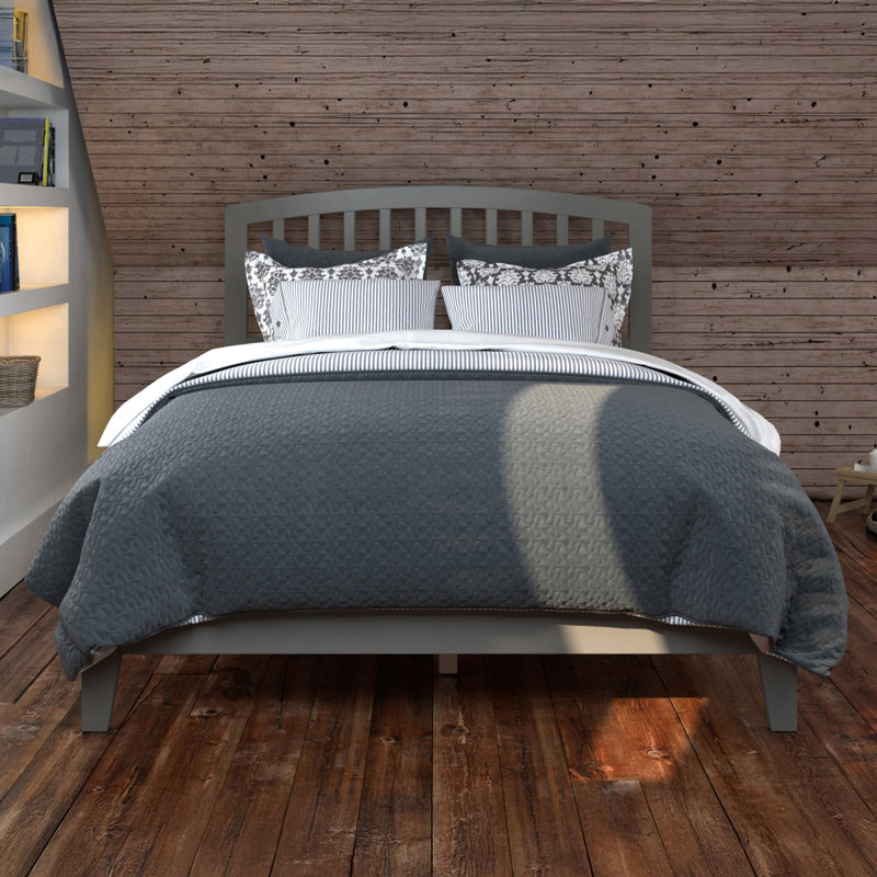  Richmond Solid Wood Foundation Bed, Full, Gray