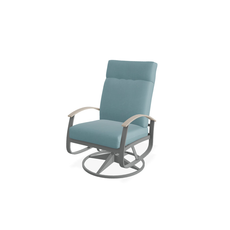 Chaise de patio pivotante avec coussins Askar, Graphite texturé, Bleu minéral, Désert P60