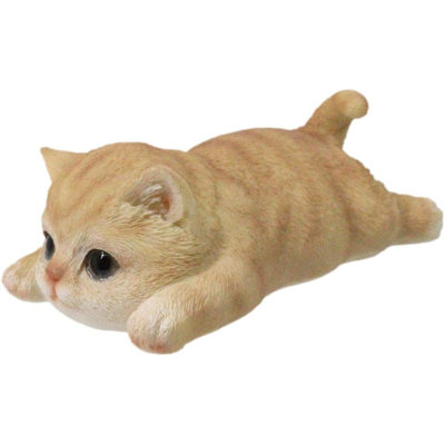 Adorable Resting Feline Orange Tabby Cat Kitten Magnetic Figurine 4.25"L