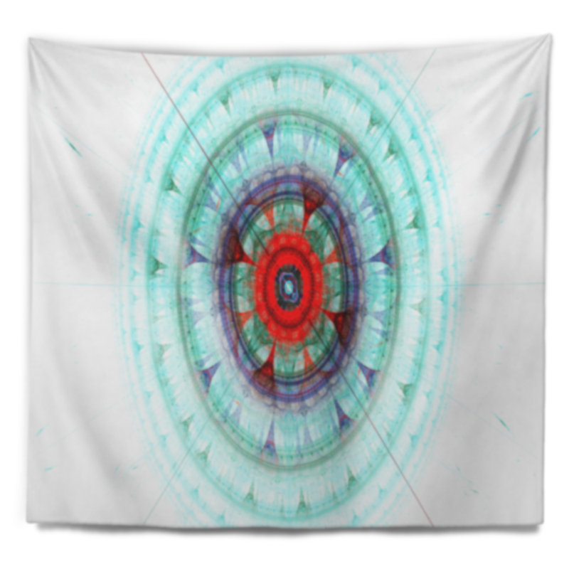 Tapisserie sphère en sphère fractale abstract blue light, H 32 po x l 39 po