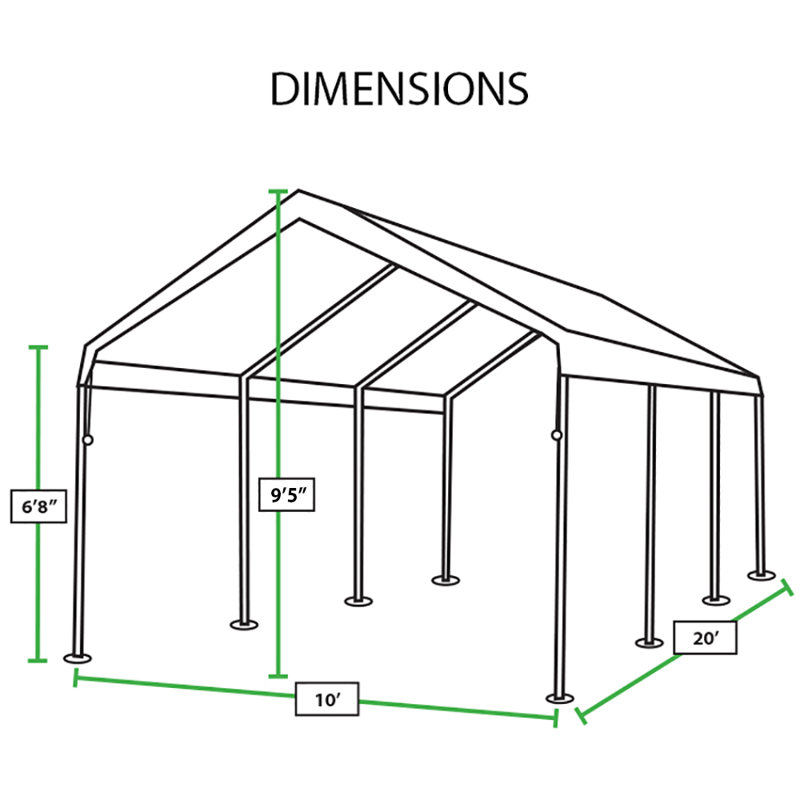 True 10Ft by 20Ft Universal Canopy Steel Frame with 8 Legs