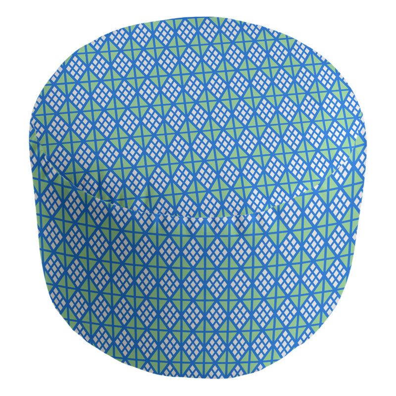 Avicia Upholstered Pouf, Blue/Fern