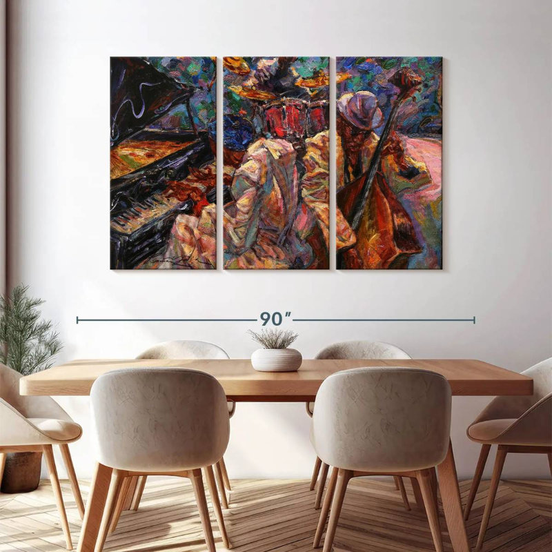 «Jazz Band Musisans», reproduction d'art sur toile, H 48 po x l 74 po x P 1,25 po