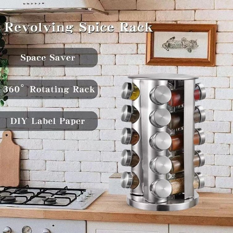 Freestanding Stainless Steel Spice Jar & Rack Set