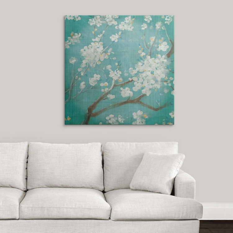 « i on blue vieilli no oiseau », danhui nai, reproduction d’art White Cherry Blossoms, H 35 po x l 35 po x P 1,5 po, Toile