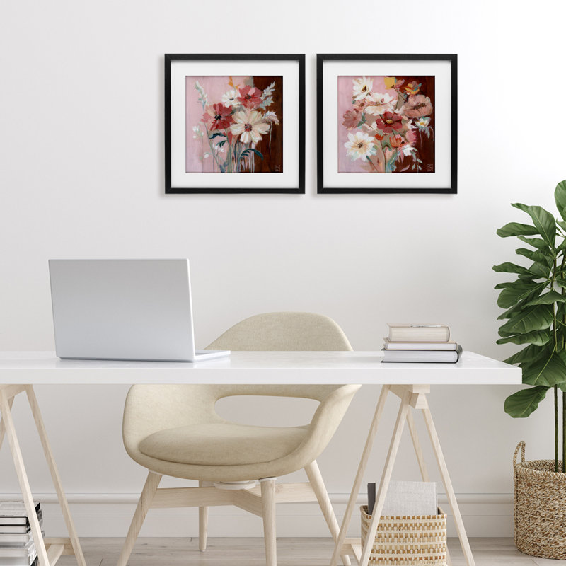 Ensemble de 2 sous-verres chauds aux tons chauds, design par Sara Culpepper, H 13 po x l 13 po, Cadre noir minuit