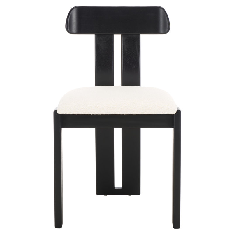 Keokuk Boucle Seat Dining Chair, Cream/Black