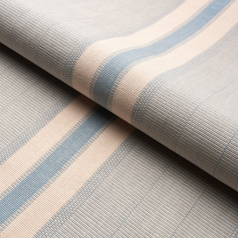 Schumacher x A Rum Fellow Ipala Hand Woven Stripe Fabric, Sky