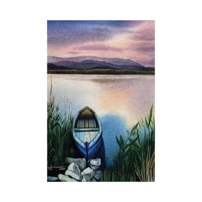 Blue Haze Boat by Liam Kumawat - Wrapped Canvas Gallery-Wrapped Canvas Giclée