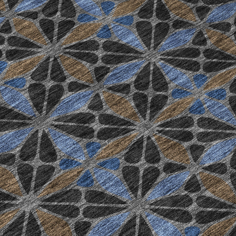 Tapis géométrique intérieur / extérieur lavable à la machine Chantille ACN2469, 5 pi x 7 pi 6 po, Noir