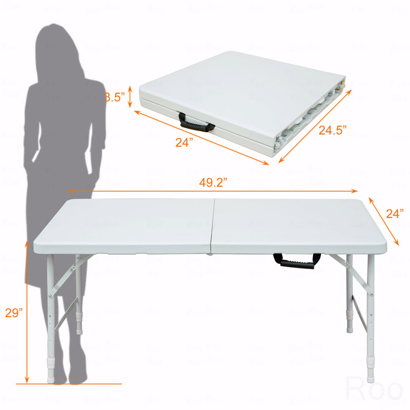 Table de patio pliante portative 4 pi, utilisation intérieure et extérieure, poids maximum 135 kg