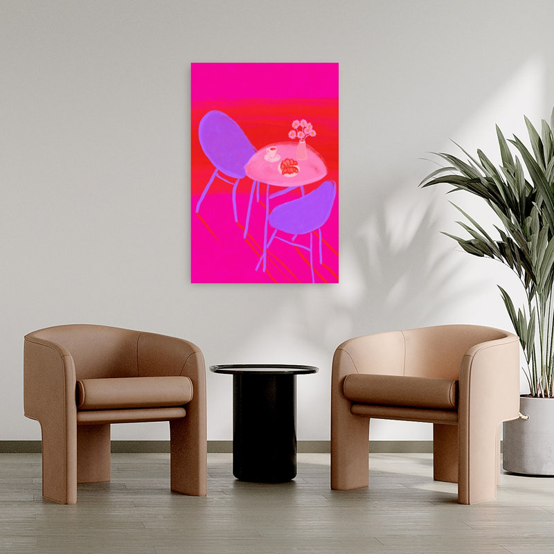 Tableau mural abstrait et coloré représentant une fleur moderne et colorée, inspirée d'un café vibrant. Petit-déjeuner. Affiche murale représentant une fleur.