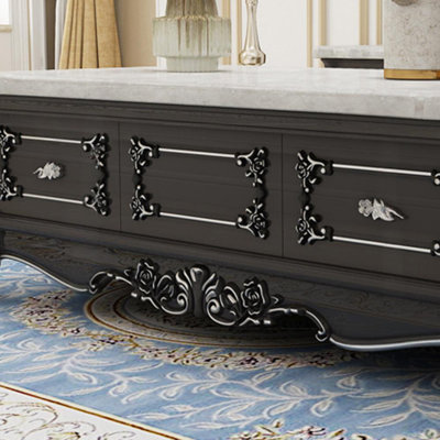 Coffee Table with Carved Marble Top