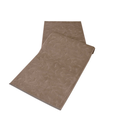 Floral Scroll Leaves Sand Gray Medium Pile Slip Resistant Rug