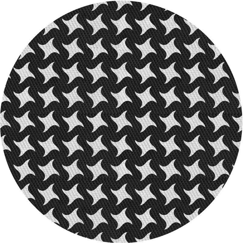 Tapis de zone noire à motifs, Rond 5 pi