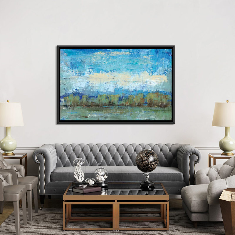 « forest edge i », reproduction sur toile, H 18 po x l 26 po x P 1,5 po, Toile avec cadre noir, Pas de tapis