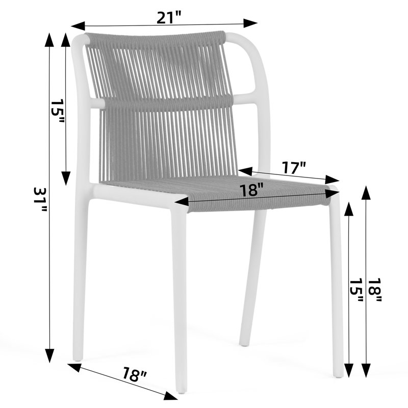 Ensemble de 12 chaises de salle à manger en corde tissée bleu Ricardo avec structure en plastique, Bleu