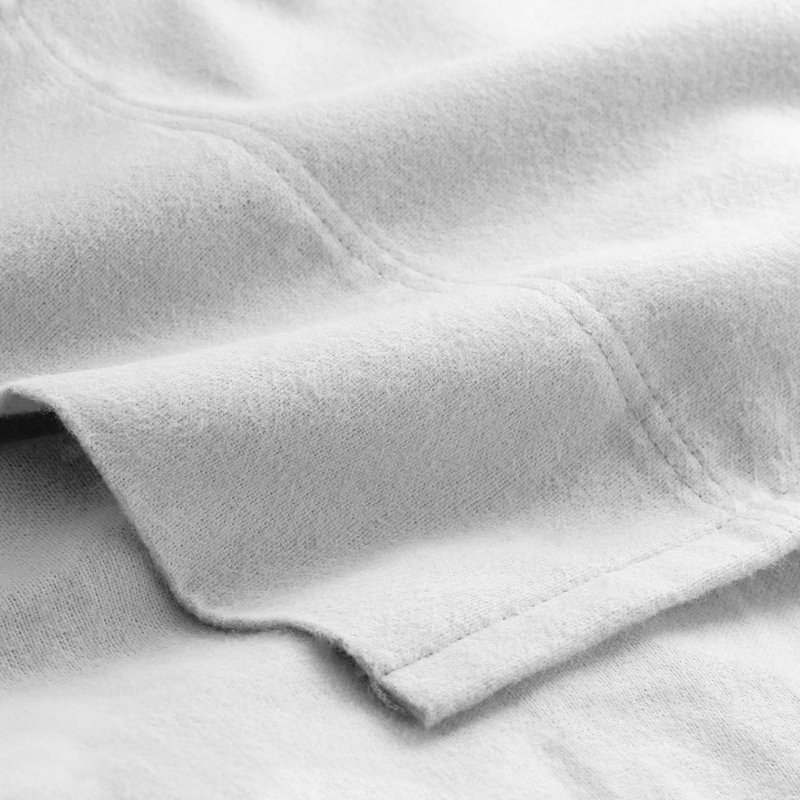 100% Cotton Flannel Sheet Set, Split King Sheet Set with 2 Pillowcases, Cloud Gray