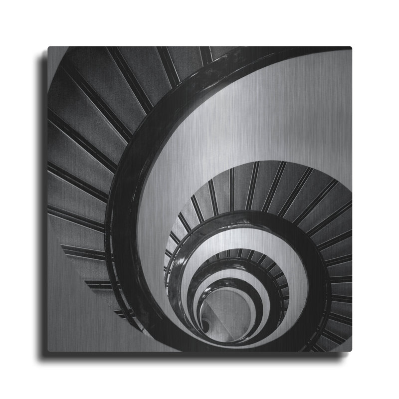 Art mural en métal luxueux «Spiral Staircase No. 3» par Photoinc Studio, 36 po x 36 po