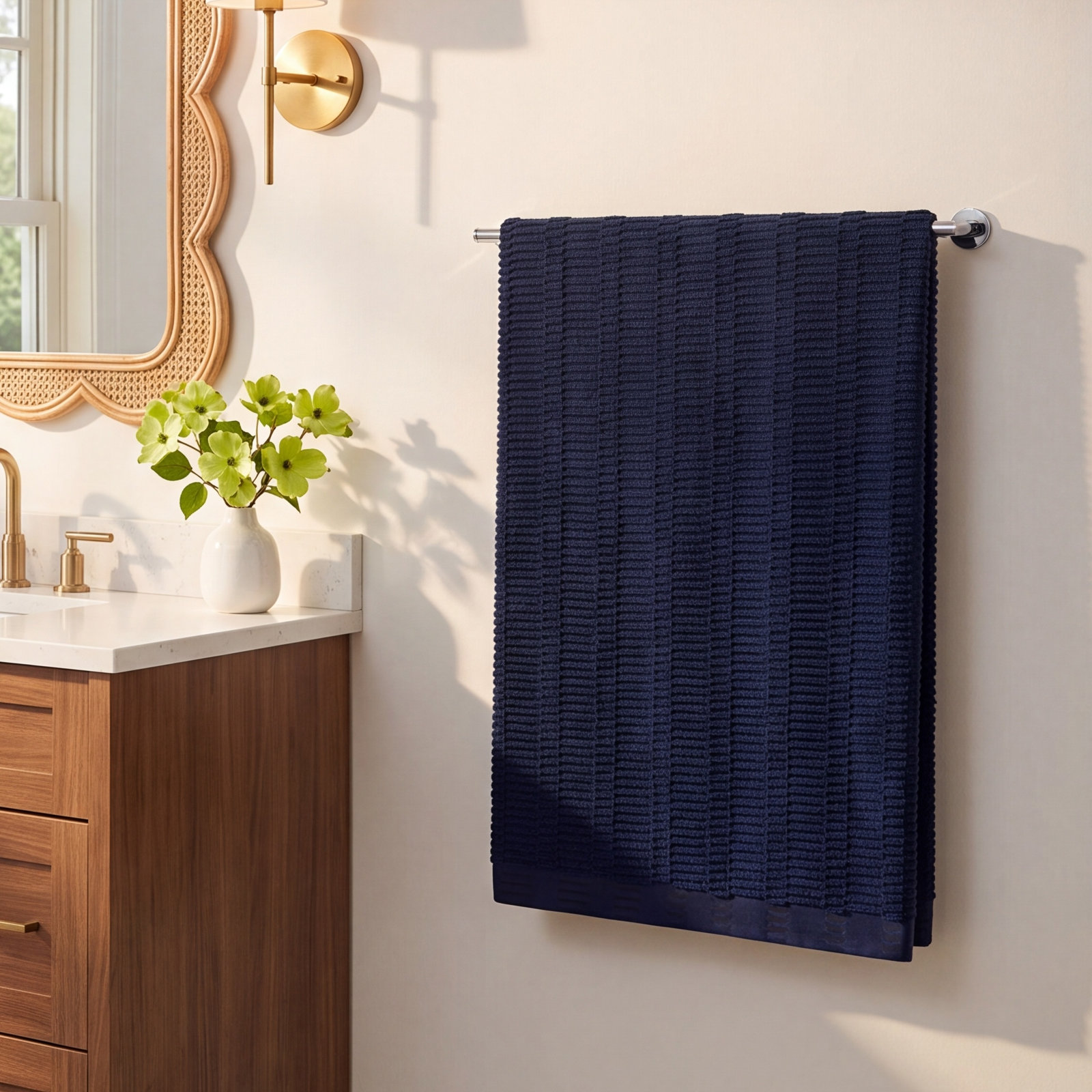 Geometric Cotton Hand Towel, Blue