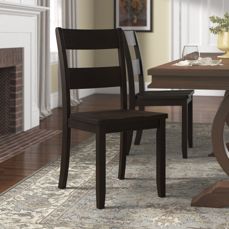 Haddie High Ladderback Walnut Wood Side Chair